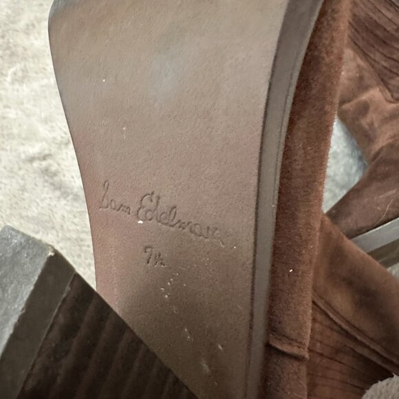 Sam Edelman Mandey Brown Suede Boots Women's 7.5 Western Cowboy Leather - Picture 4 of 6